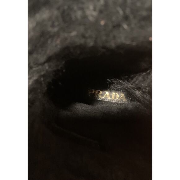 PRADA Shearling Lined Leather Ankle Boots Lace Up Size 38 Goth Combat Motorcycle - Picture 10 of 16